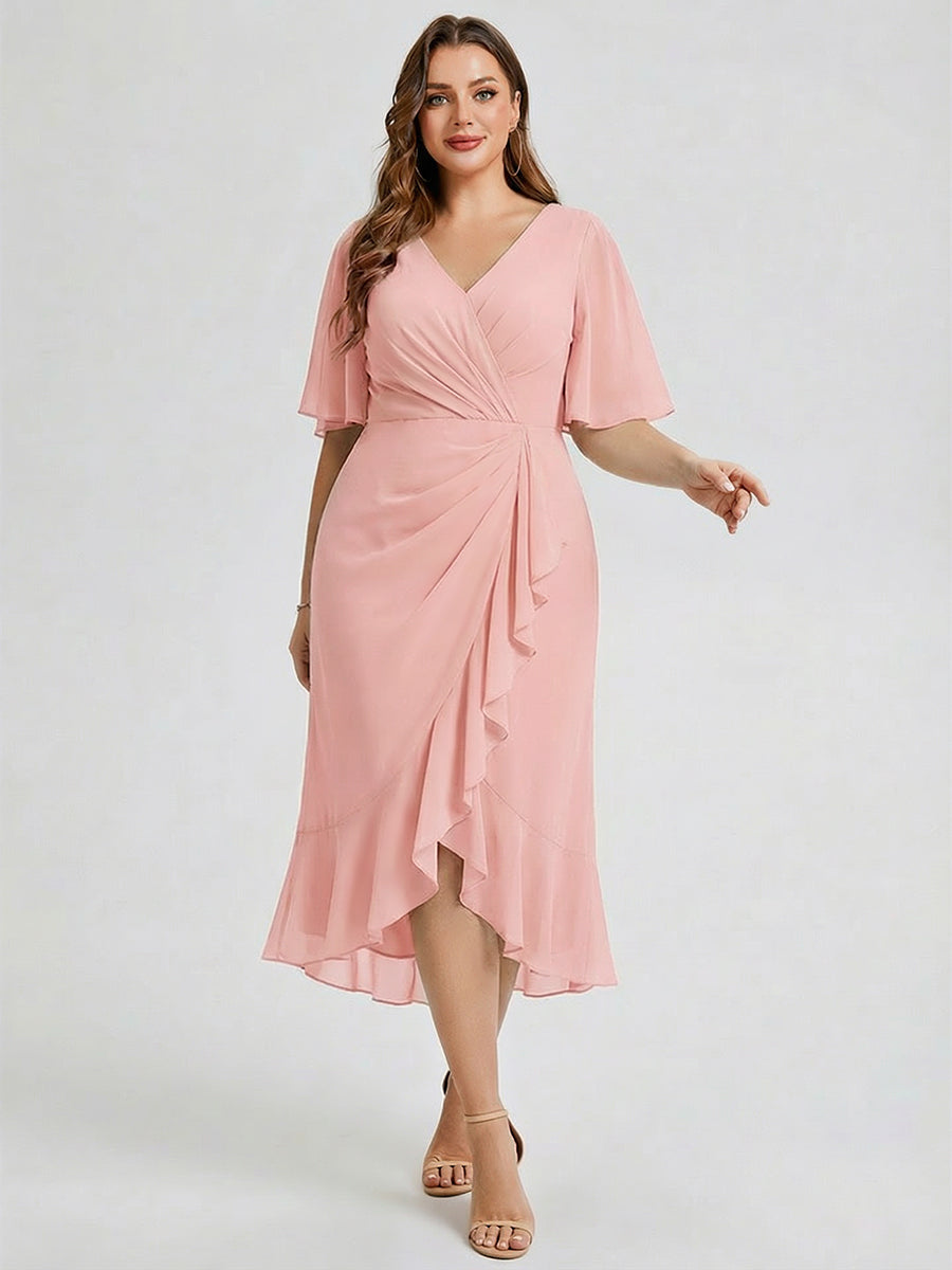 pretty FLORENCIA|Plus Size Midi Printed Mermaid Chiffon Dress