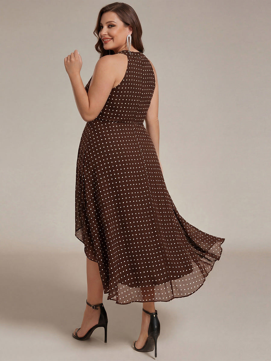 pretty POSIE|Flowy Plus Size Halter Neck Chiffon Midi Wedding Guest Dress