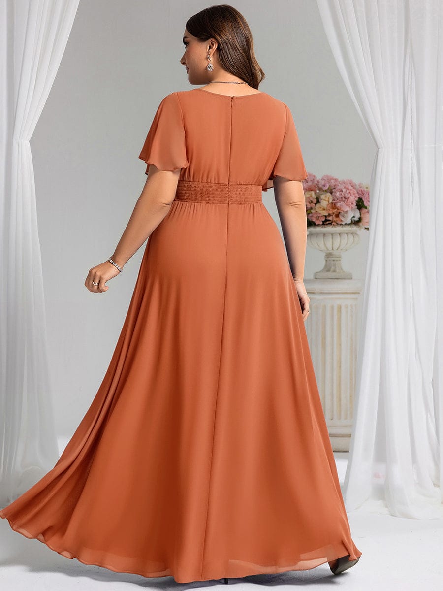 pretty KIMORA|Plus Size Printed Chiffon Pleated Maxi Wedding Guest Dress