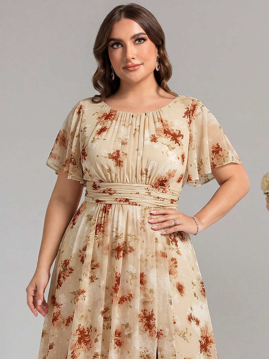 pretty KIMORA|Plus Size Simple Chiffon Pleated A-Line Bridesmaid Dress