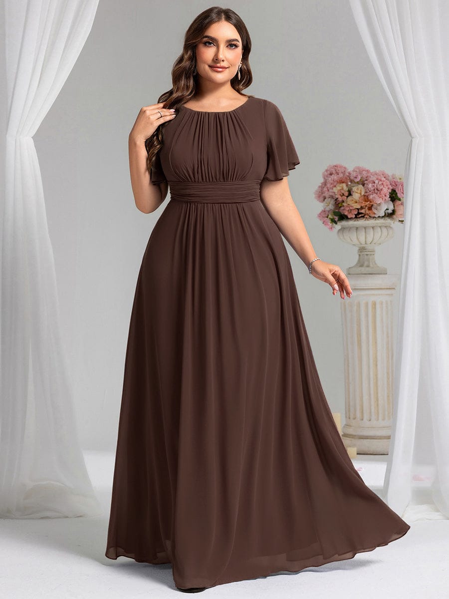 pretty KIMORA|Plus Size Printed Chiffon Pleated Maxi Wedding Guest Dress