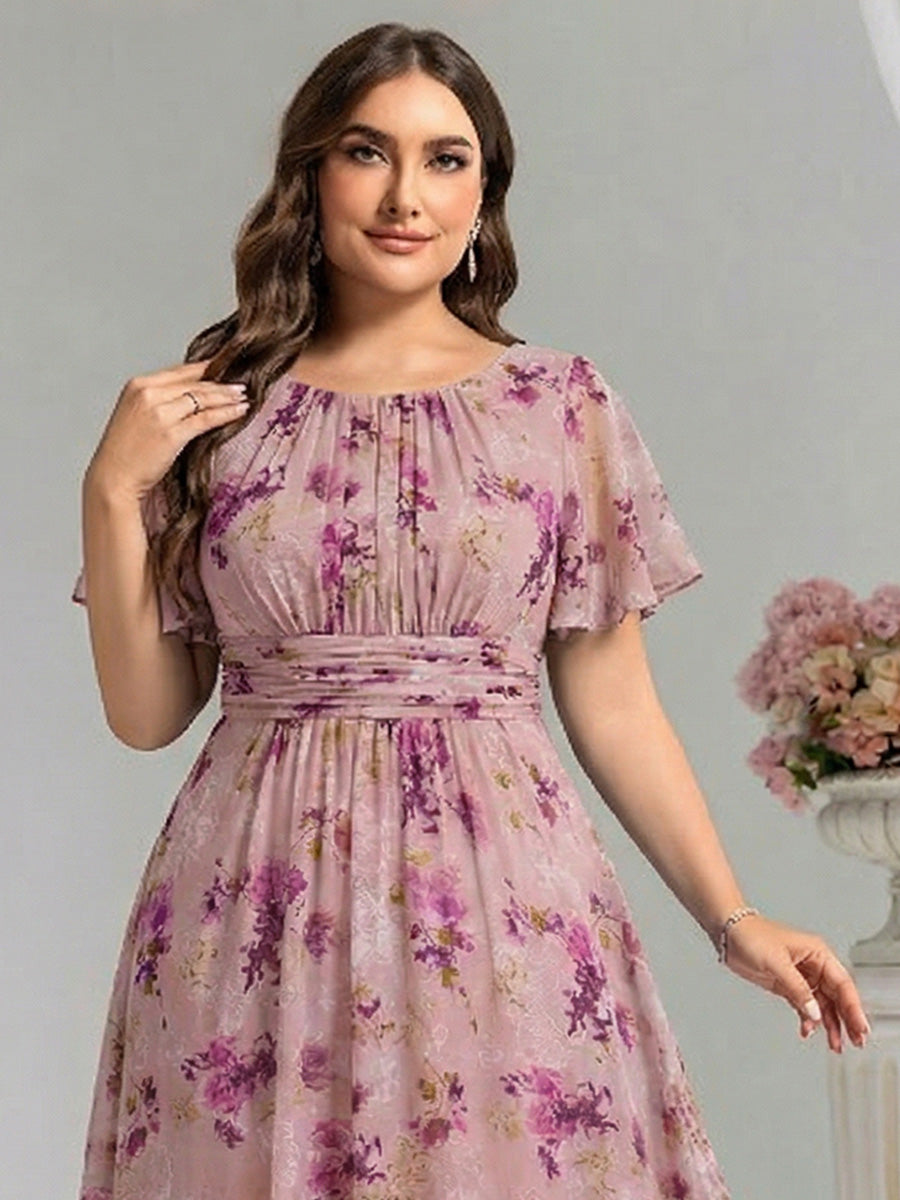 pretty KIMORA|Plus Size Simple Chiffon Pleated A-Line Bridesmaid Dress