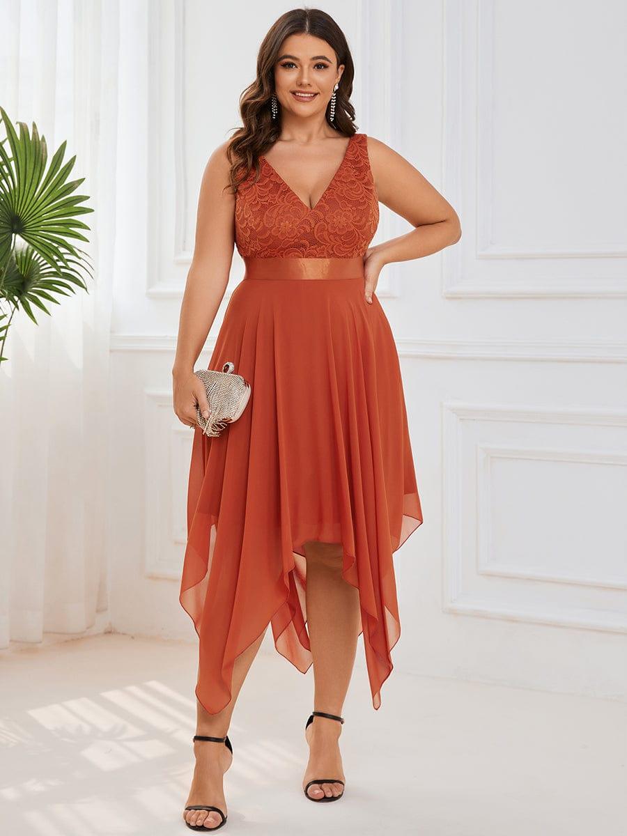 pretty COSTA|Plus Size Stunning V Neck Prom Lace Dress for Women
