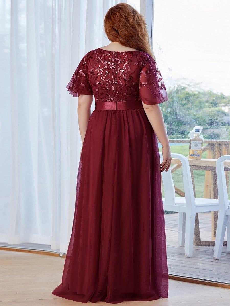 pretty SAPHIR|Plus Size Women's Embroidery Evening Dresses with Short Sleeve