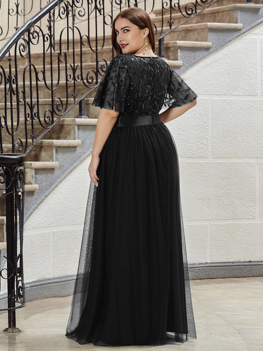 pretty SAPHIR|Plus Size Women's Embroidery Evening Dresses with Short Sleeve