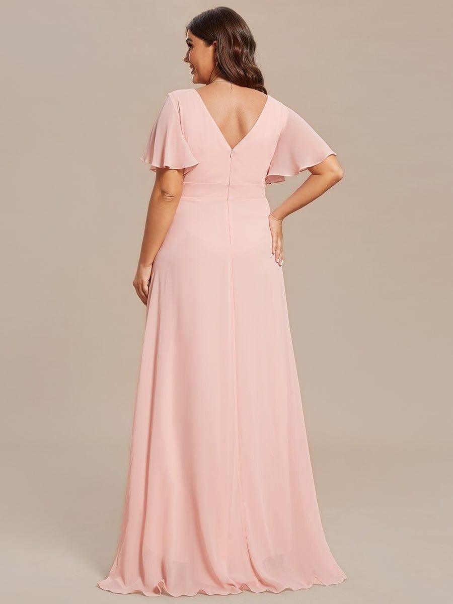 pretty OREE|Plus Size Elegant Lotus Sleeves Chiffon Bridesmaid Dress