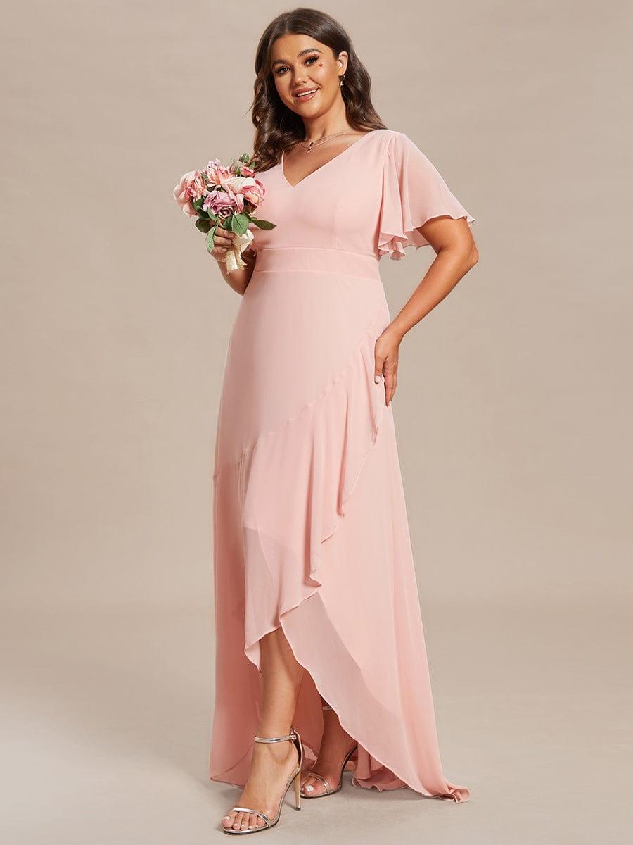 pretty OREE|Plus Size Elegant Lotus Sleeves Chiffon Bridesmaid Dress