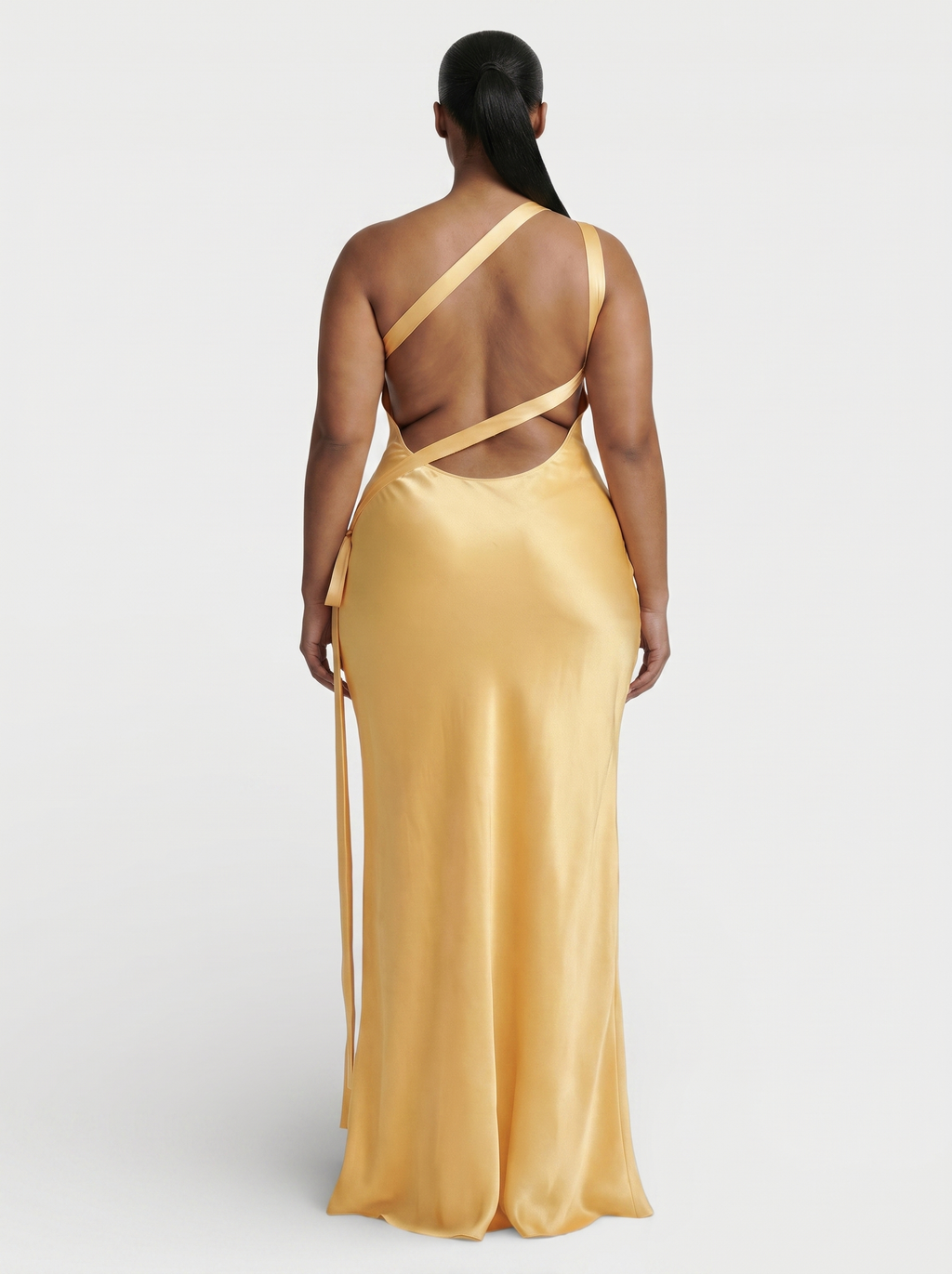 SELENE One-Shoulder Strap Satin Maxi Dress