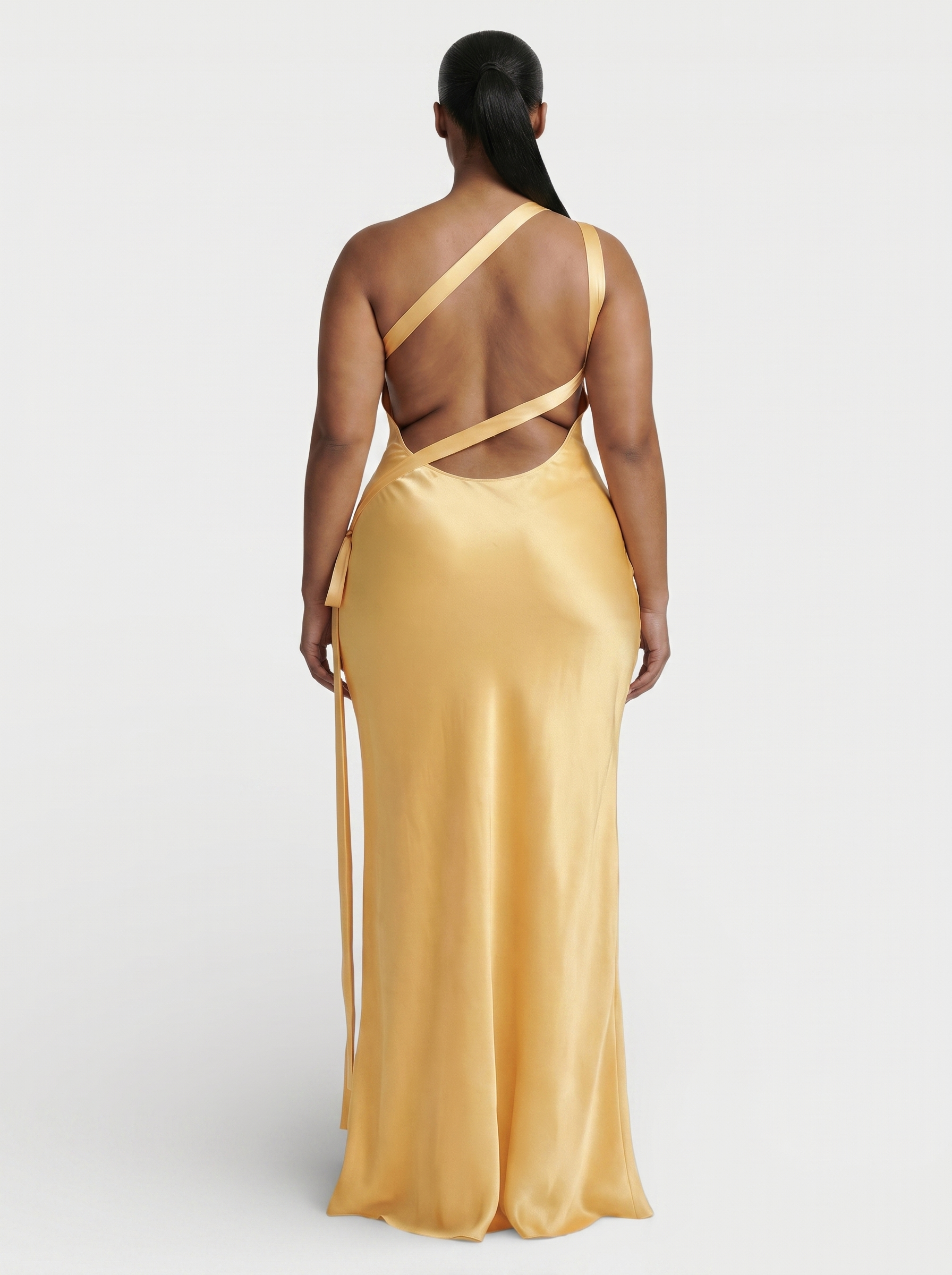 SELENE One-Shoulder Strap Satin Maxi Dress