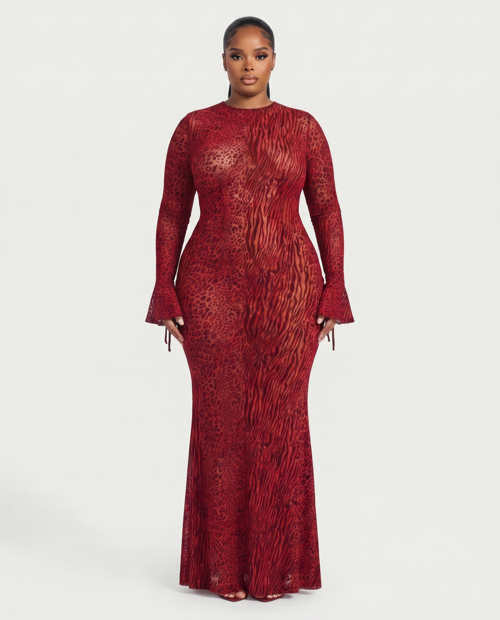 ASHLEY Mesh Open Back Maxi Dress