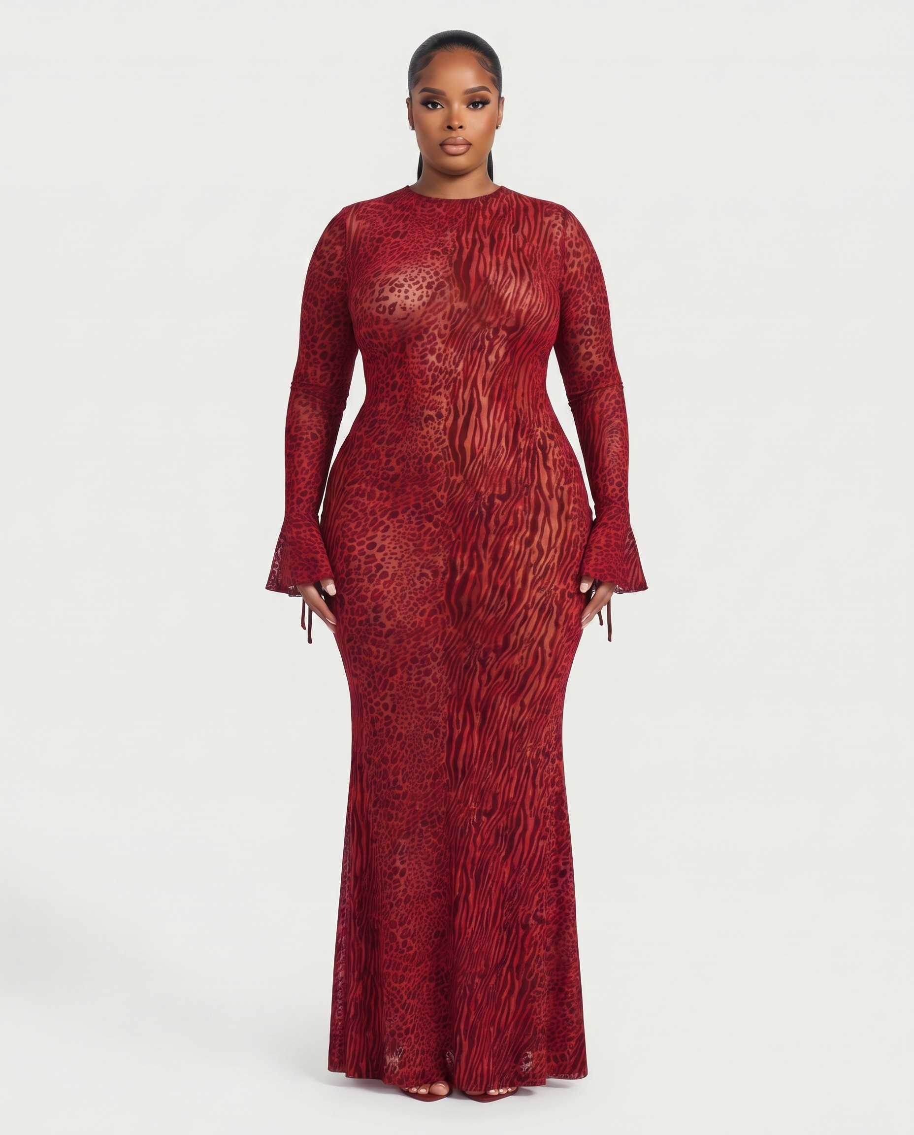 ASHLEY Mesh Open Back Maxi Dress
