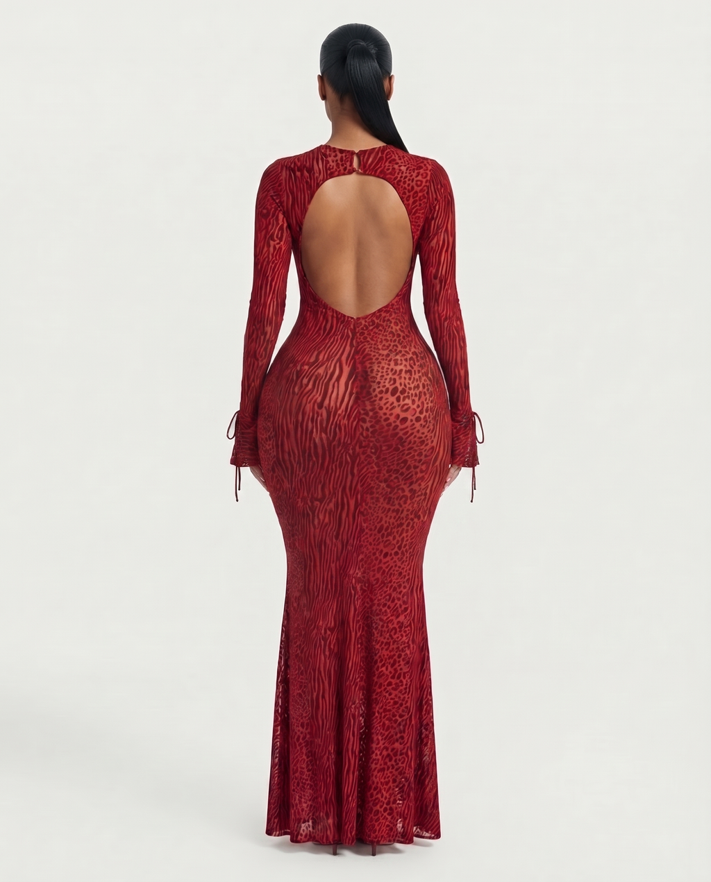 ASHLEY Mesh Open Back Maxi Dress