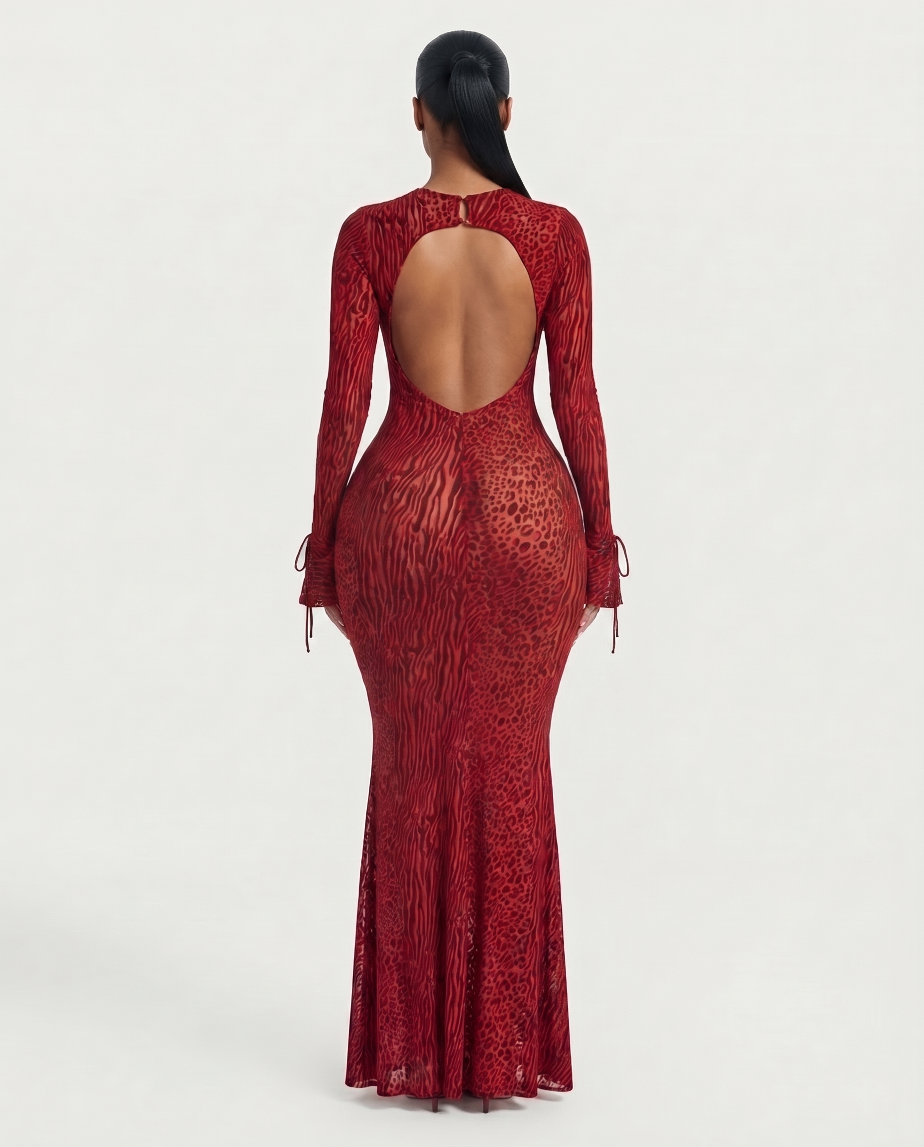 ASHLEY Mesh Open Back Maxi Dress